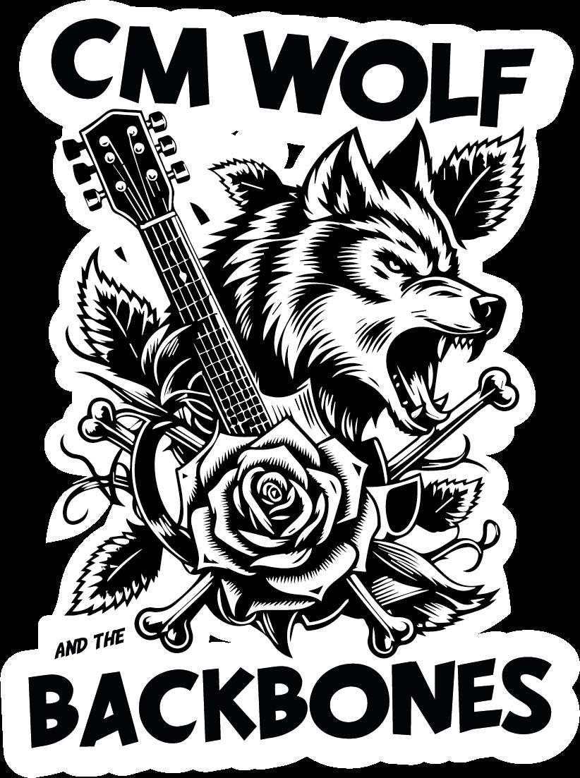 CM Wolf and The Backbones Rose/Guitar Sticker