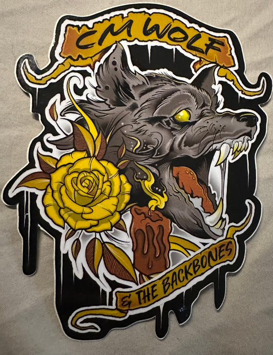 CM Wolf and The Backbones candle Sticker