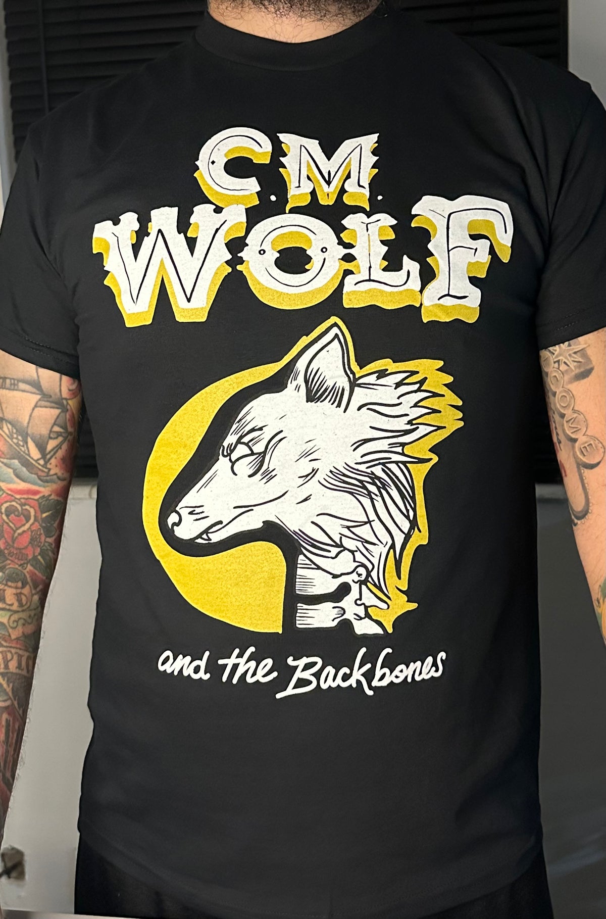 Backbpmes Men's Yellow CM Wolf and The BackBones T-shirt – CM WoLF