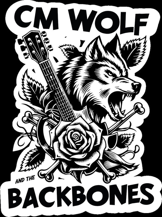 CM Wolf and The Backbones Rose/Guitar Sticker